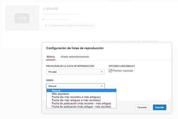 youtube listas de reproducción