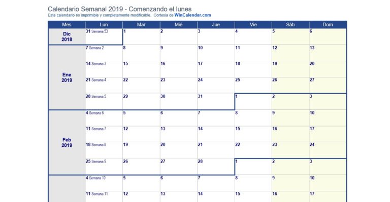 Calendario de vacaciones 2019, más de 100 plantillas para descargar e ...