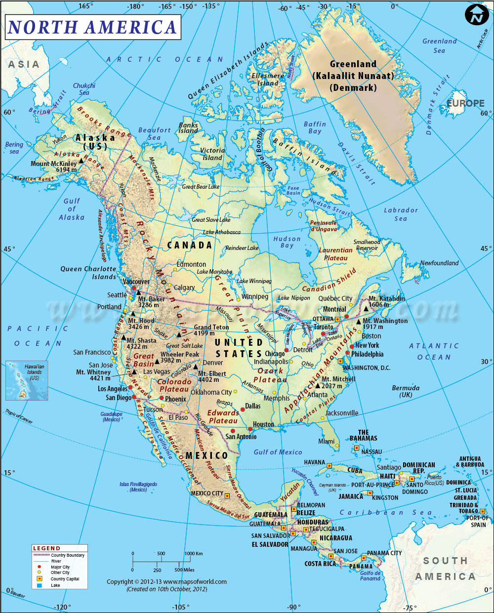 Mapas de América del Norte