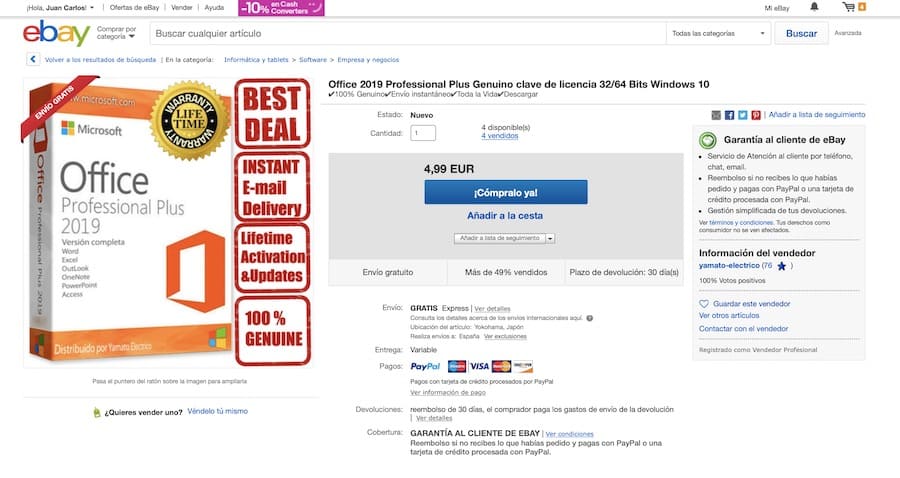 Son legales las claves de Windows 10 que se venden por 4 euros en eBay?