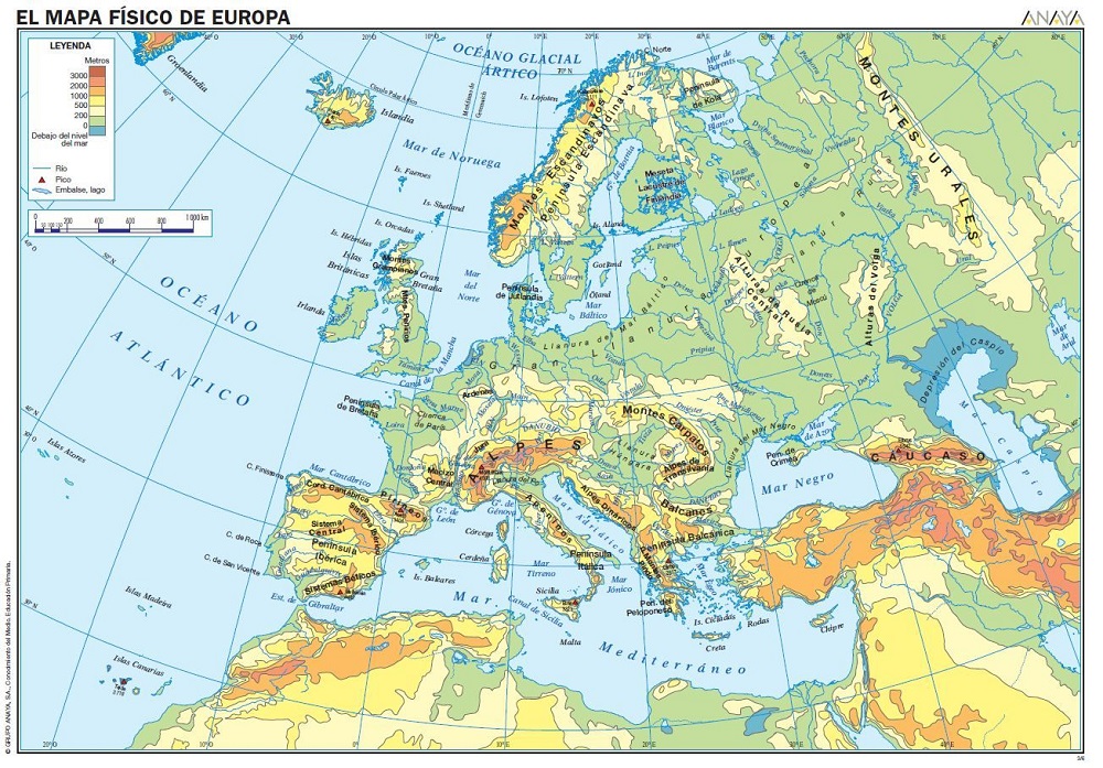 mapa fisico de europa
