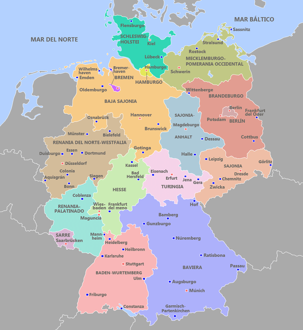 mapa politico de alemania