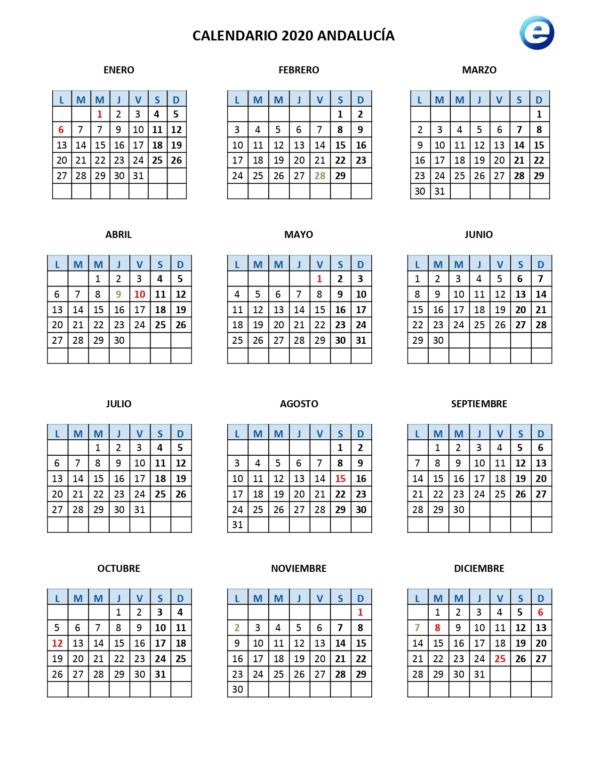 Calendario laboral 2020, calendarios para imprimir con los festivos ...