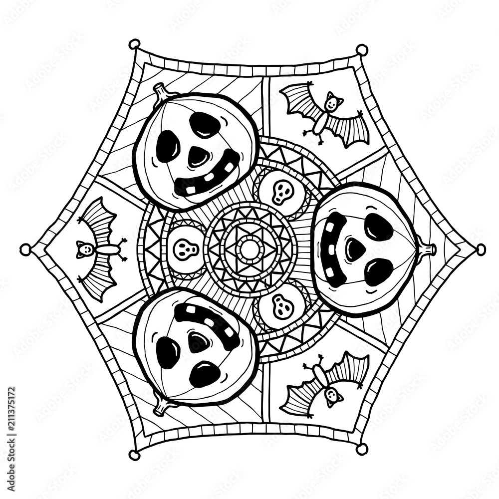 Mandala маленький Хэллоуин схема вышивки