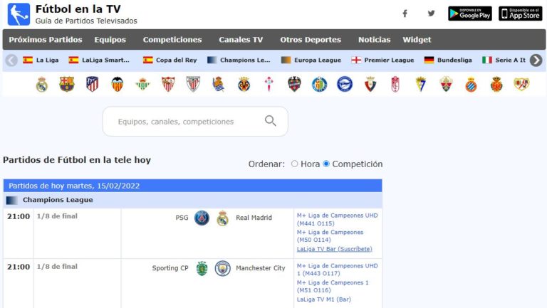 La Mejor Web Para Saber El Horario Y En Qué Canal Televisan Todo El Fútbol