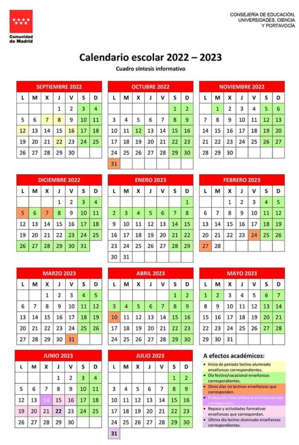 Calendario Escolar 2022-2023, Más De 80 Plantillas Y Horarios Para Imprimir