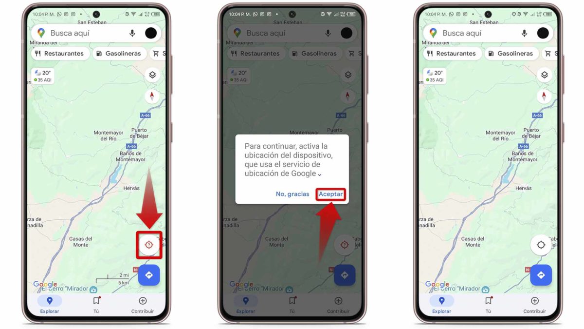 Google Maps no funciona: icono del GPS está en rojo