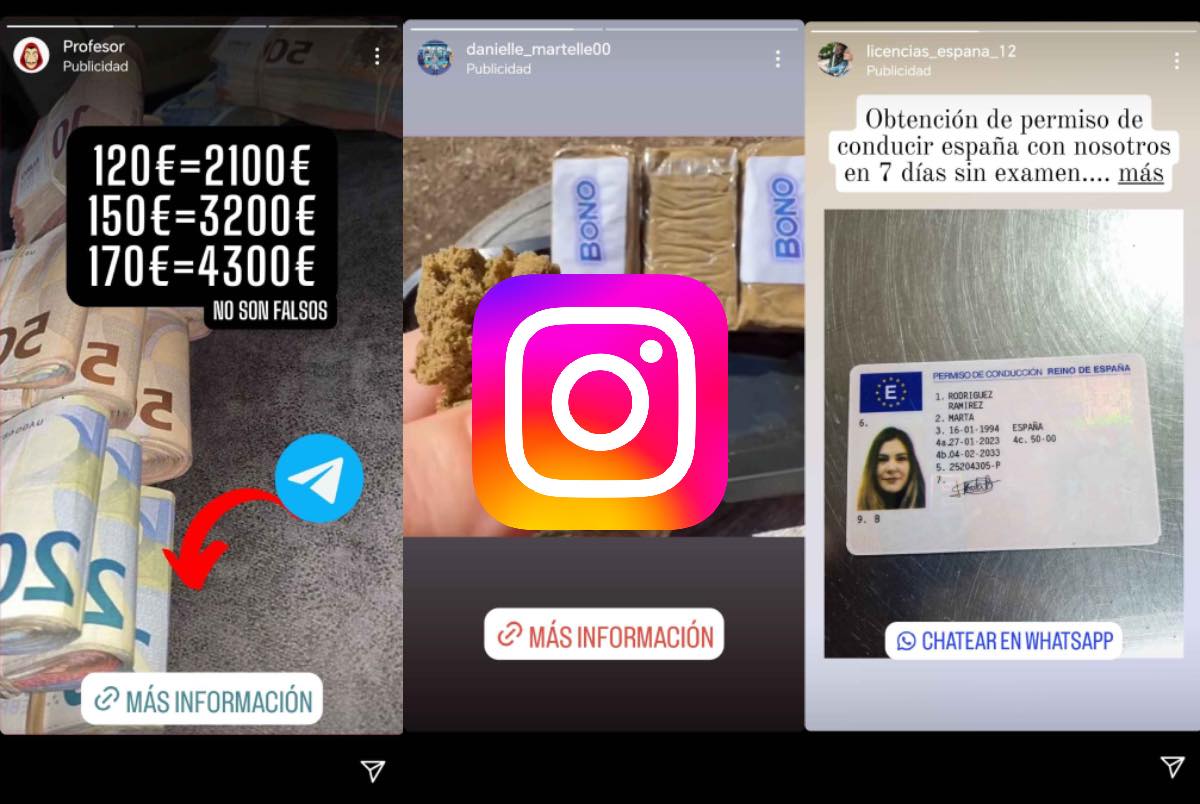 Drogas, tarjetas robadas y billetes y carnés falsos, Instagram tiene un  problema con la publicidad